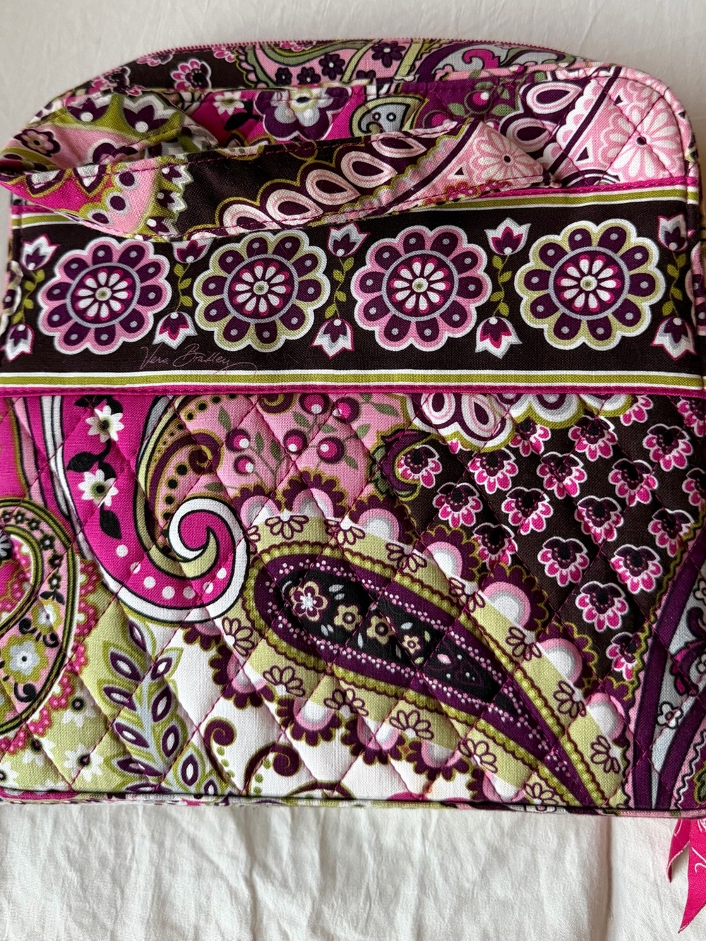 Vera Bradley Tech Organizer Very Berry Paisley Quilted Tote Panel